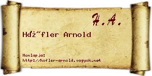 Höfler Arnold névjegykártya