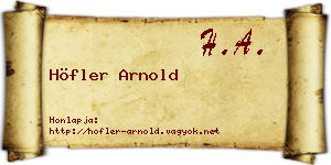 Höfler Arnold névjegykártya