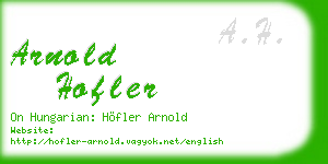 arnold hofler business card